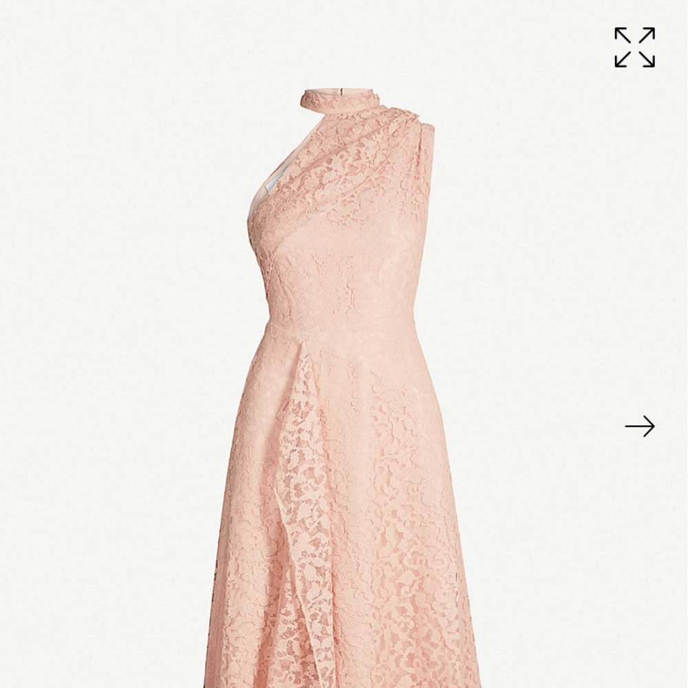 REISS ASYMMETRICAL LACE MIDI DRESS IN BLUSH SIZE 6 - Picture 5 of 16